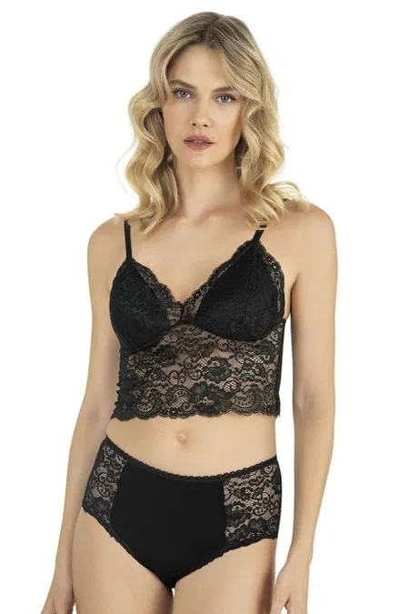 Dantel Detaylı Bralet Takım Beyaz Fabony 1300 - Siyah