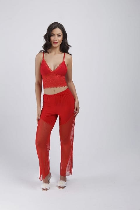 Dantelli 4'lü Gecelik Sabahlık Pijama Set Takım Büşra 4412 - 2