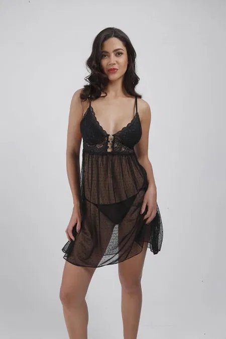Dantelli Tek Parça Body Büşra 700 - Siyah