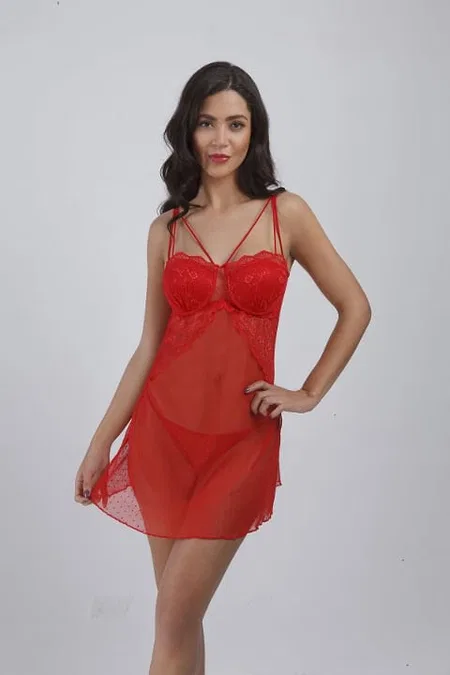 Puantiyeli Tek Parça Body Büşra 746 - Kırmızı