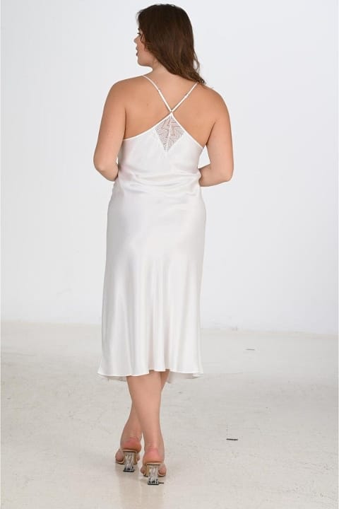 Büyük Beden Ekru Sabahlık Gecelik Takımı Ahu 6224 - 2