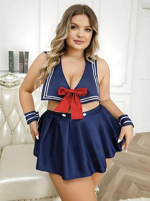 Büyük Beden Erotik Denizci Kız Kostümü Real Passione 19002