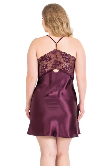 Ahu Lingerie Saten Kısa Sabahlık Gecelik Takımı Büyük Beden Ahu 6162 - Görsel 3