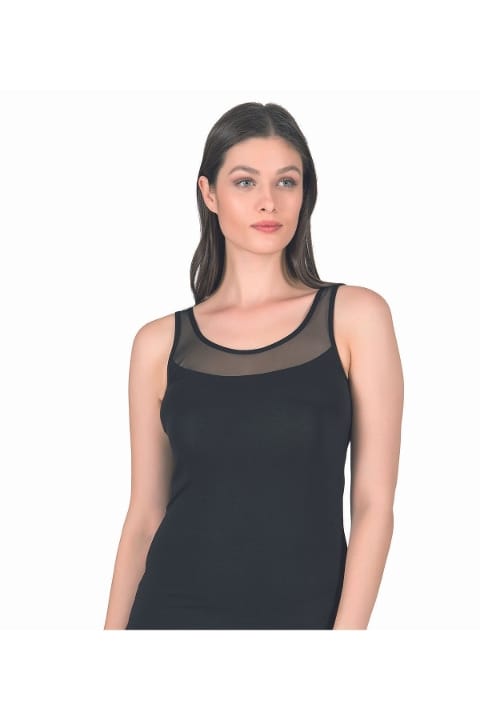 Büyük Beden Pamuklu Likralı Kalın Askılı Kadın Atlet Özkan 20575 - Siyah