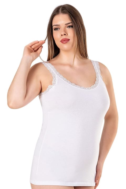 Pamuklu Dantel Detaylı Kalın Askılı Kadın Atlet Özkan 26802