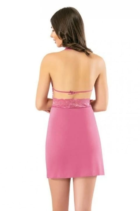 Dantel Detaylı Tek Parça Gecelik Külot Takımı Kota 6395 - Pembe