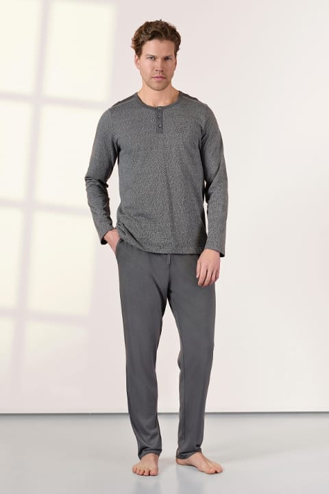 Pamuklu Ribana Kesim Askılı Atlet Erkek Pijama Takımı Doreanse 25K4530 - Gri