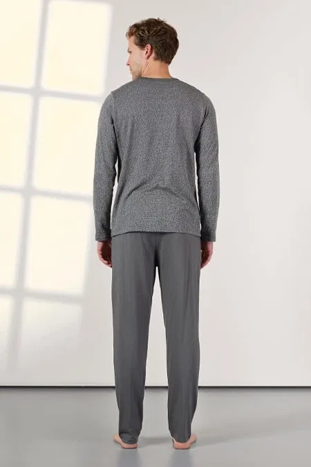 Pamuklu Ribana Kesim Askılı Atlet Erkek Pijama Takımı Doreanse 25K4530 - Gri