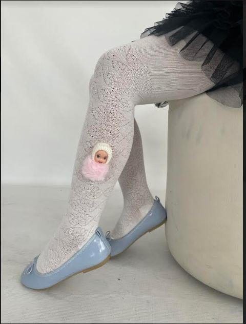 Kırmızı Çiçek Aksesuarlı Koton Çocuk Külotlu Çorap Daymod 2142066