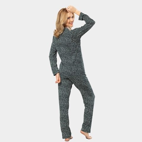 Çiçek Desenli Düğmeli Uzun Kollu Pijama Takımı Türen 3379 - 2