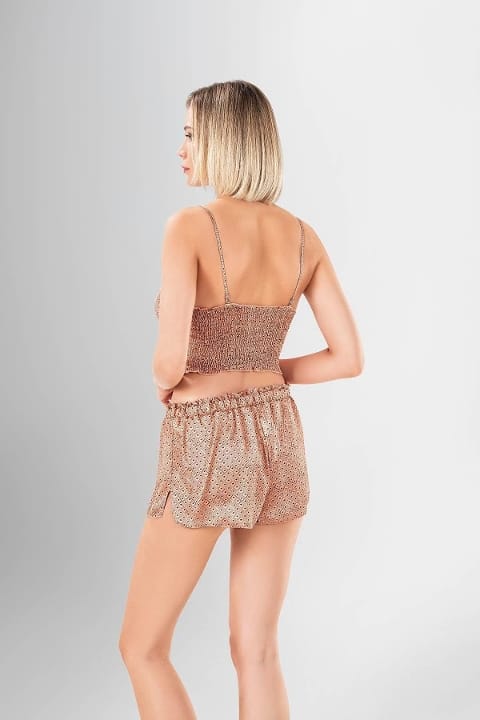 Fuşya Çiçekli Şort Büstiyer Takımı Ahu 1927 - 2