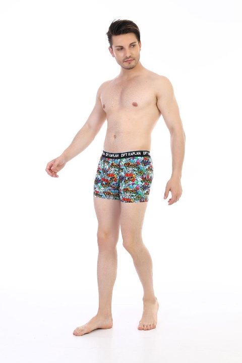 Pamuklu Elastan Renkli Figür Boxer Çift Kaplan 796 - Görsel