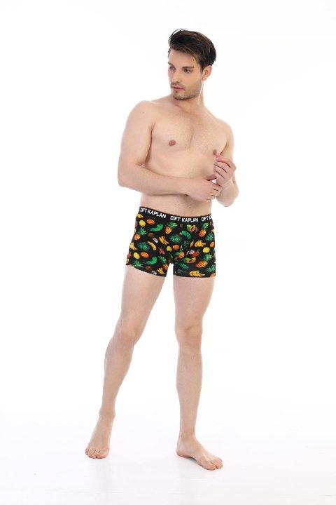 Pamuklu Elastan Renkli Erkek Boxer Çift Kaplan 796 - Görsel