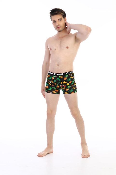 Pamuklu Elastan Renkli Erkek Boxer Çift Kaplan 796 - Görsel