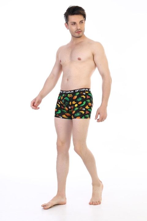 Pamuklu Elastan Renkli Erkek Boxer Çift Kaplan 796 - Görsel