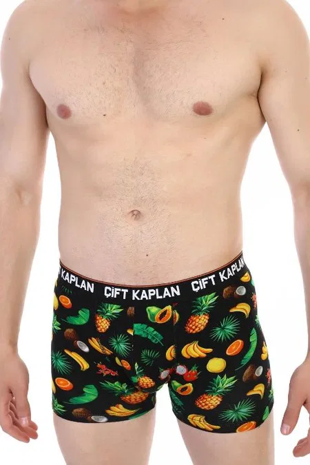 Pamuklu Elastan Renkli Erkek Boxer Çift Kaplan 796 - Görsel