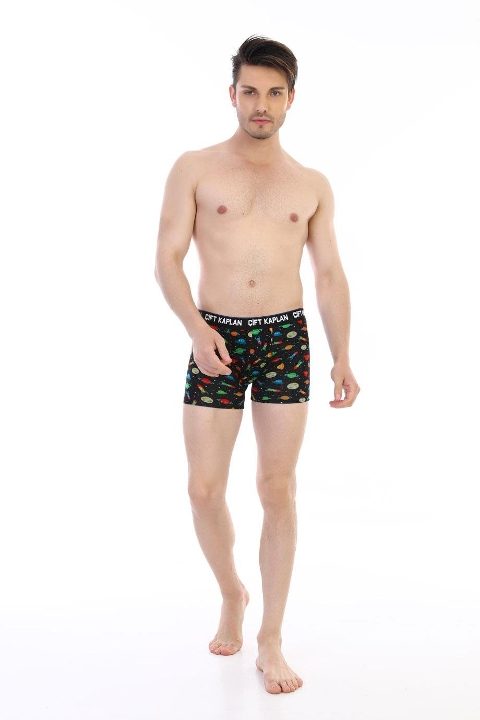 Pamuklu Elastan Somon Erkek Boxer Çift Kaplan 796 - 2