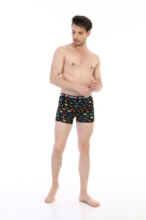 Pamuklu Elastan Somon Erkek Boxer Çift Kaplan 796 - Görsel