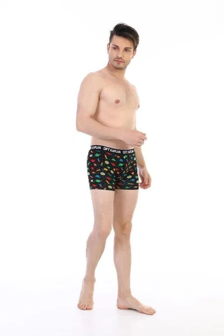 Pamuklu Elastan Somon Erkek Boxer Çift Kaplan 796 - Görsel