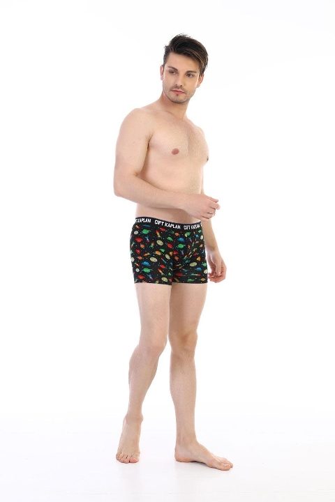 Pamuklu Elastan Somon Erkek Boxer Çift Kaplan 796 - Görsel