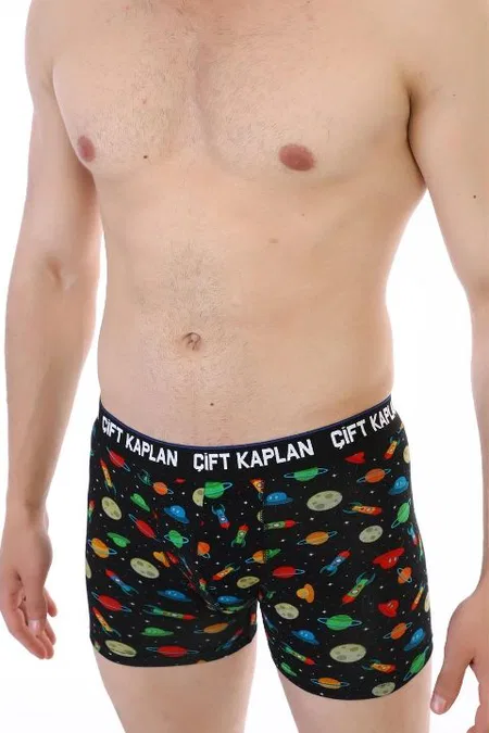 Pamuklu Elastan Somon Erkek Boxer Çift Kaplan 796 - Görsel