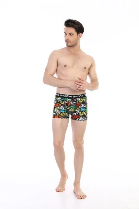 Pamuklu Esnek Bel Lastikli Boxer Çift Kaplan 796 - Görsel