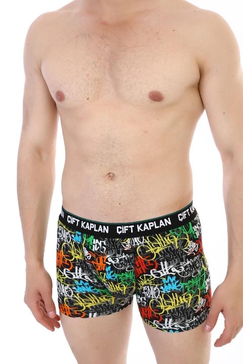 Pamuklu Esnek Bel Lastikli Boxer Çift Kaplan 796