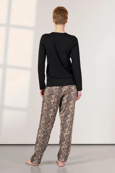 Dantel Detaylı Modal Pamuklu Kadın Pijama Takımı Doreanse 25K4038 - Siyah