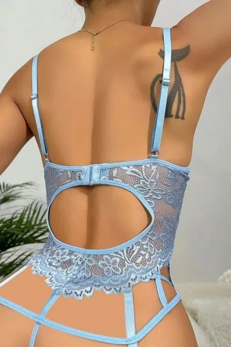Dantelli Mavi Jartiyer Takımı For Dreams 8462 - Mavi