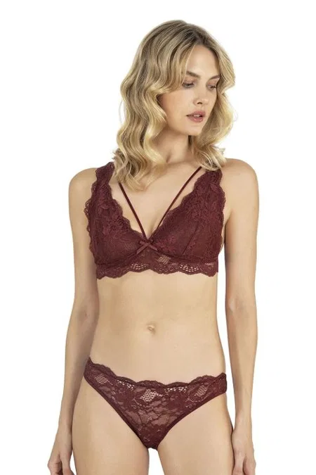 Dantel İşlemeli Bralet Sütyen Takım Fabony 4240 - Bordo