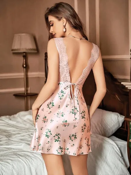 Dantelli Tek Parça Body Pembe Pink Night 3717 - Pembe
