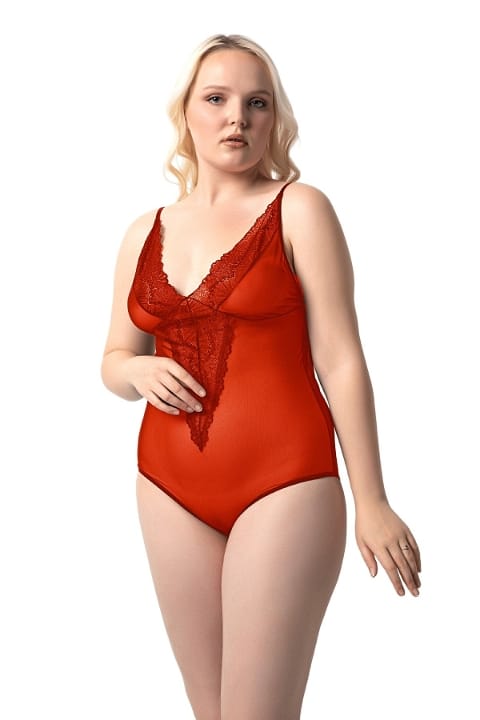 Dantelli Transparan Büyük Beden Bodysuit Donex 8020