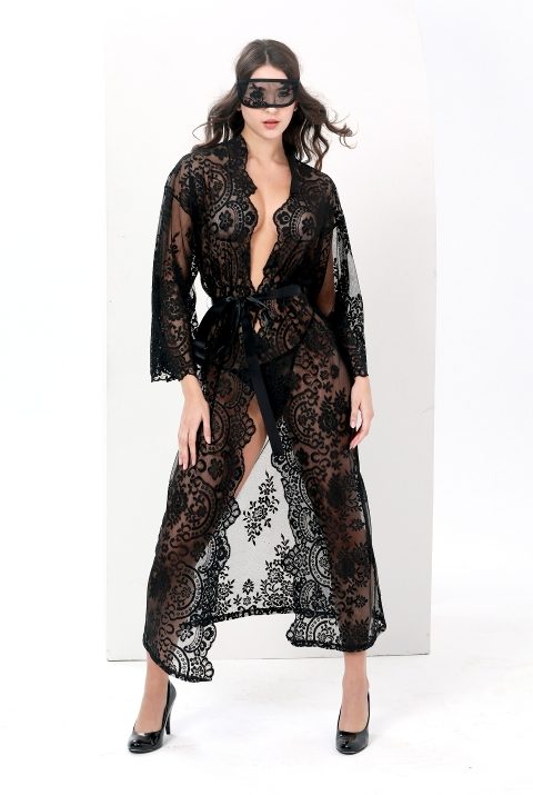 Dantelli Kısa Gecelik Fantezi İç Giyim Moonlight 9440 - Siyah