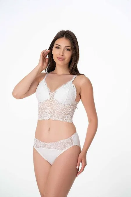 Dantel Detaylı Baleniz Büstiyer Bralet İMER 2215 - Beyaz