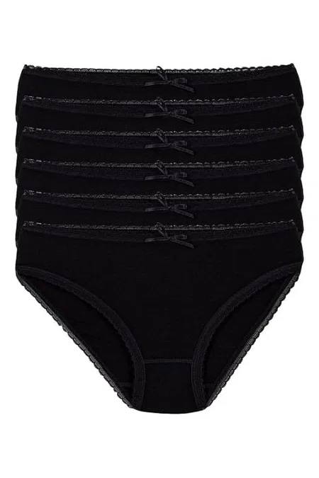 Yüksek Bel Bambu Bikini Külot Somon Yıldız 3881 - Siyah