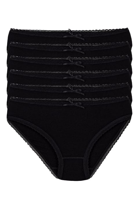 Yüksek Bel Bambu Bikini Külot Somon Yıldız 3881 - Siyah