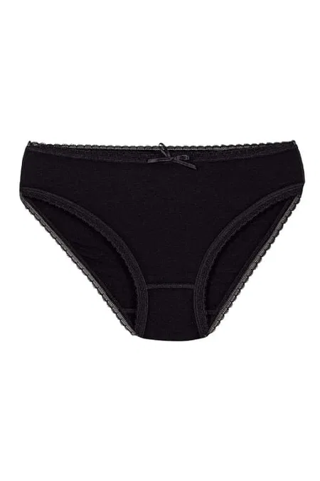 Yüksek Bel Bambu Bikini Külot Somon Yıldız 3881 - Siyah