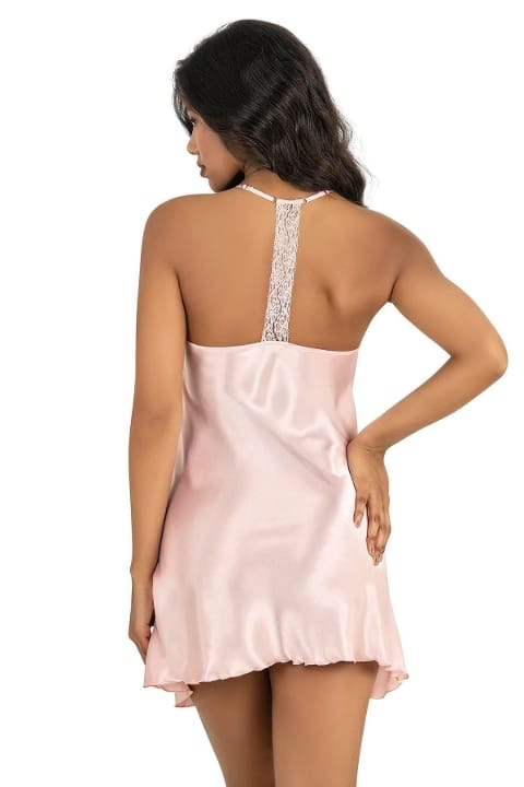 Ahu Lingerie Dantelli Şeffaf Kısa Gecelik Bordo Ahu 8213 - Görsel 2