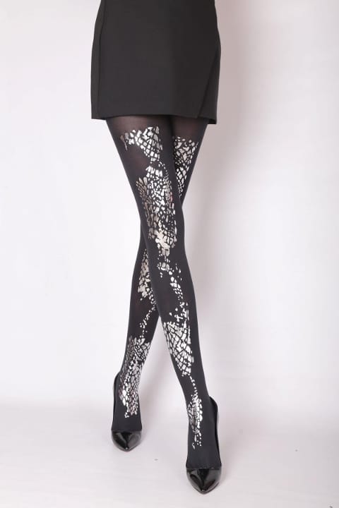 Düşük Denye Kadın Külotlu Çorap Daymod 1125006 - Siyah-Gümüş