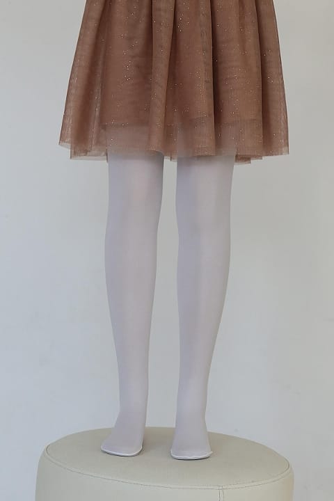 Kaydırmaz Tabanlı Pamuklu Çocuk Külotlu Çorap Daymod 2112001 - Beyaz