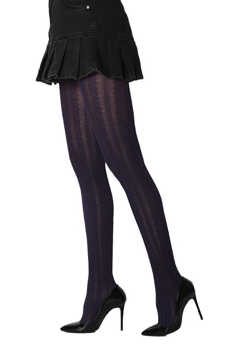 Düşük Denye Desenli Külotlu Çorap Daymod 1126001 - Mor