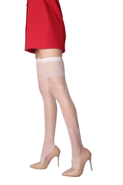 Düşük Denye Dayanıklı Bayan Jartiyer Çorap Daymod 1321001 - Beyaz