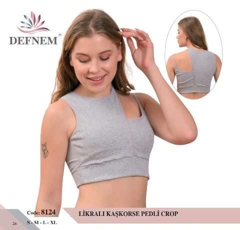 Kaşkorse T-Sırt Pedli Kadın Crop Defnem 8124
