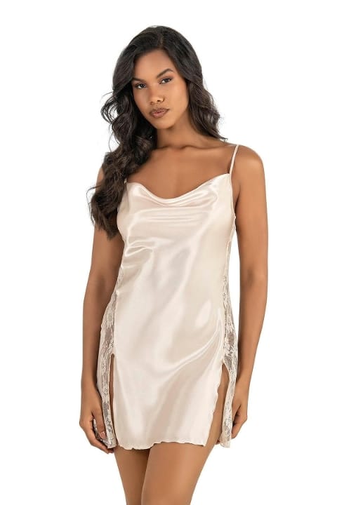 Degaje Yaka Kısa Saten Body Ahu 8214