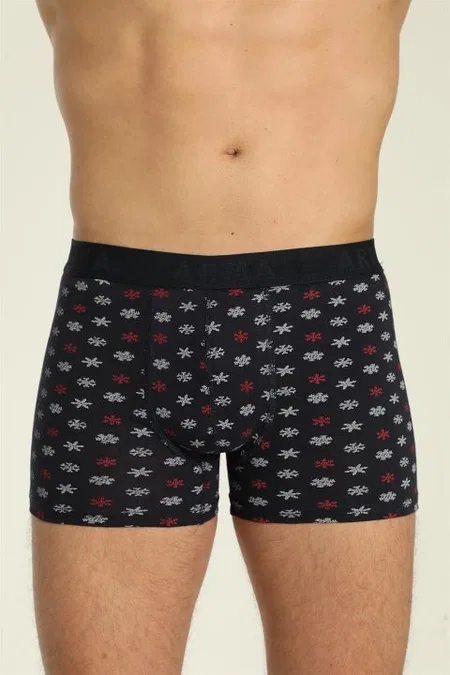 Desenli Likralı Boxer 3'lü Paket Pamuk Elastan Arma Yıldız 1144 - Görsel