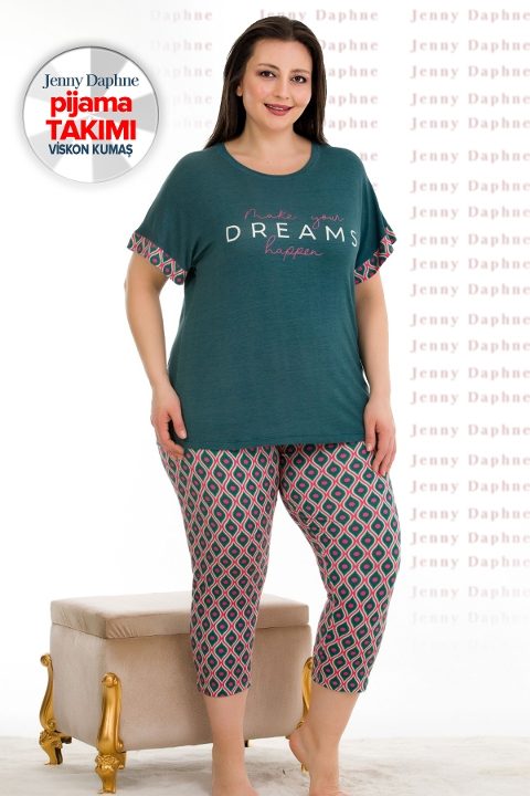 Desenli Viskon Kapri Pijama Takımı Kadın Lady 10676
