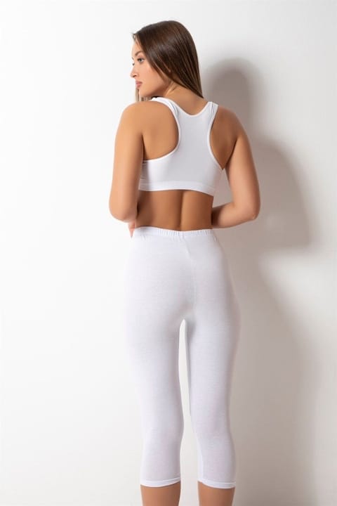 Yüksek Bel Esnek Kadın Tayt Donex 1466 - Beyaz