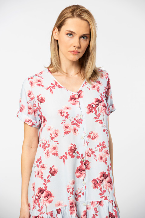 Viskon Kısa Kollu Dokuma Midi Elbise Türen 3603 - 2