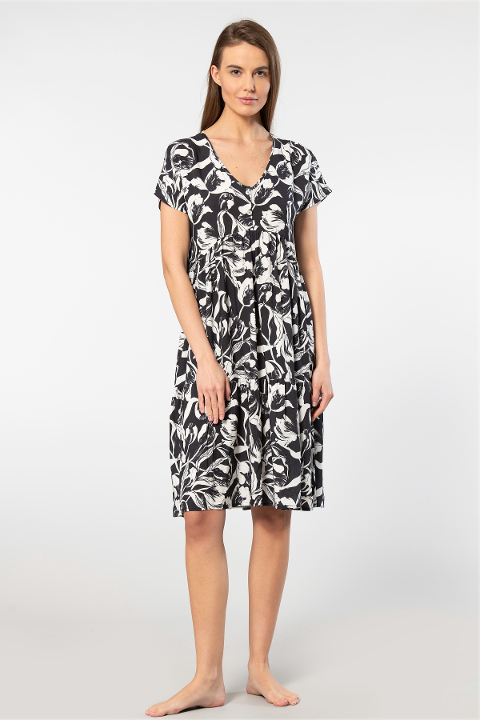 Viskon Dokuma Kloş Elbise Somon Türen 3602 - 2