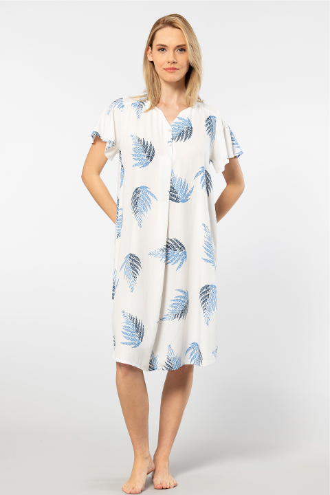 Nefes Alabilen Viskon Önden Düğmeli Kadın Elbise Türen 3399